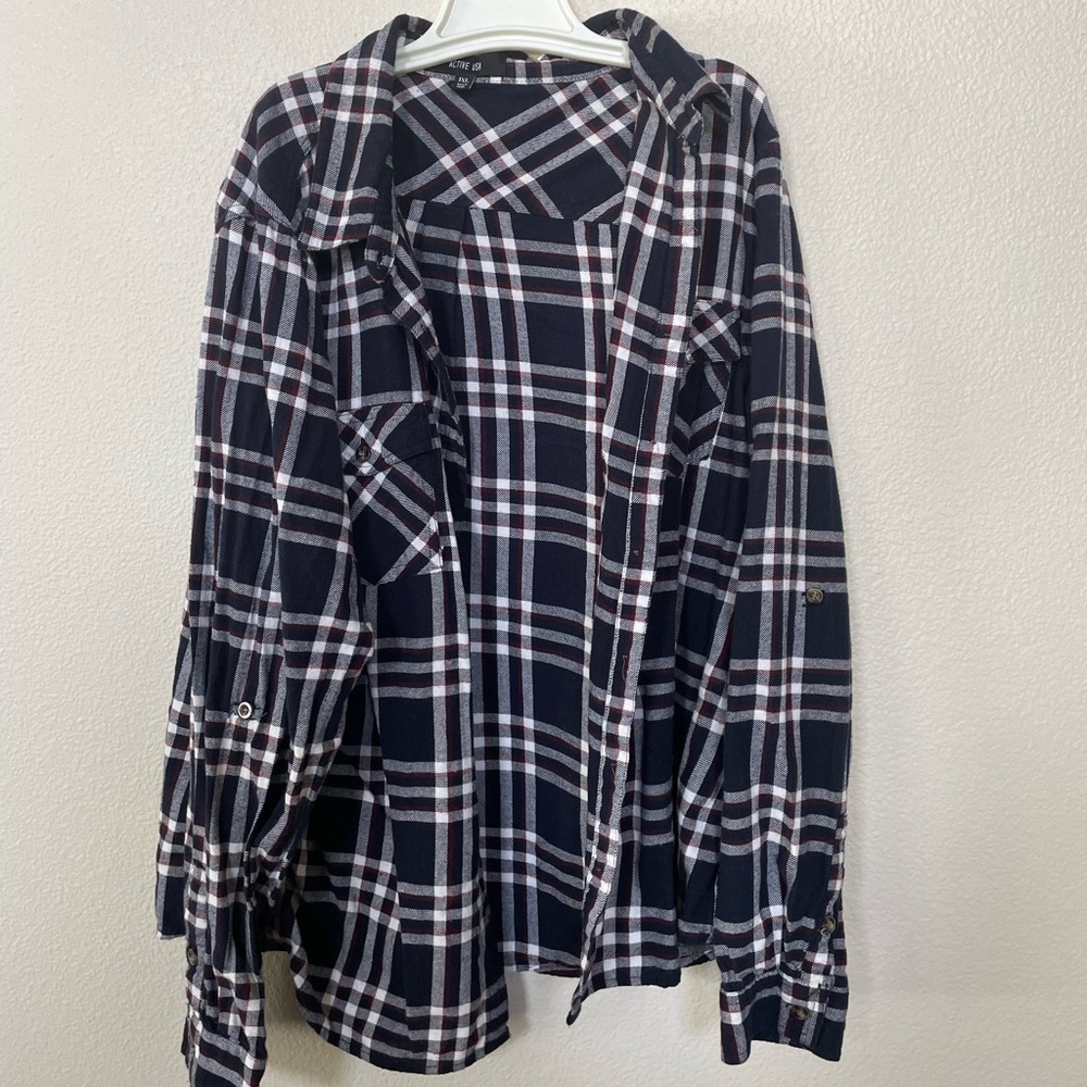 Red white and navy blue flannel